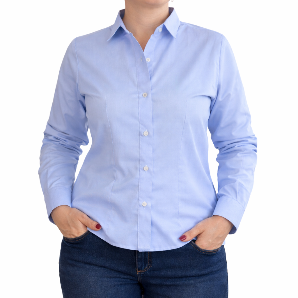 Camisa oxford manga larga para dama