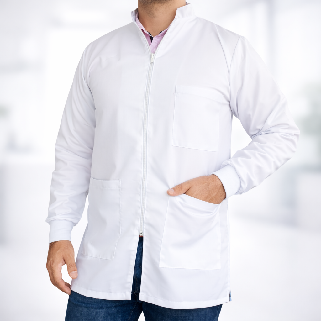 Bata de laboratorio unisex antifluido manga larga